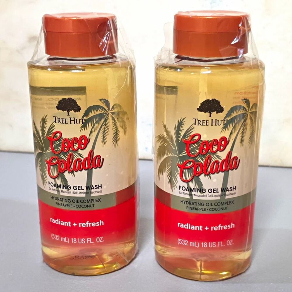 Lot of 2 Tree Hut Coco Colada Foaming Gel Body Wash Paraben-Free 18 fl oz